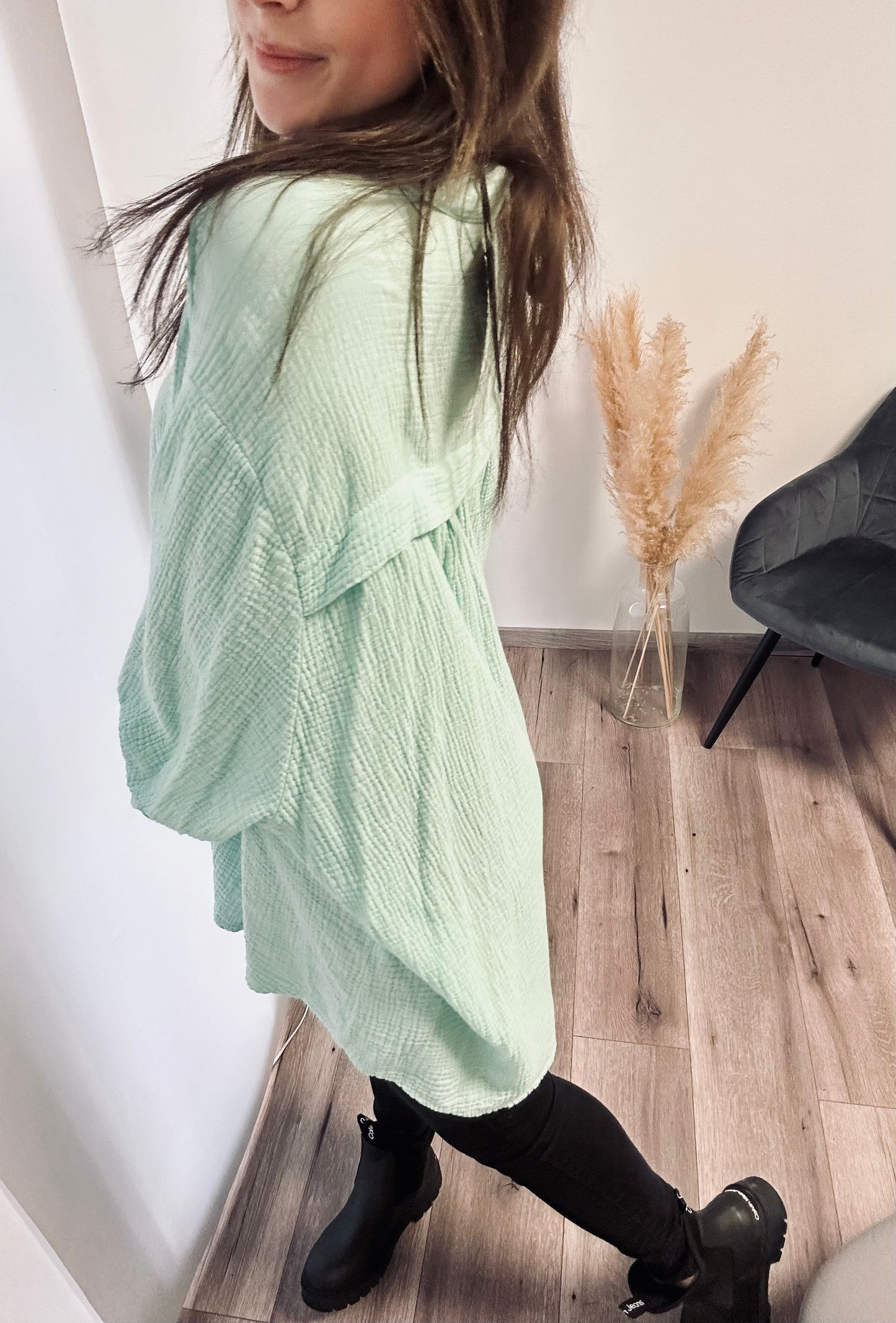 OVERSIZE BLUSENHEMD AUS MUSSELIN MINT