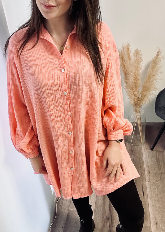 OVERSIZE BLUSENHEMD AUS MUSSELIN PEACH