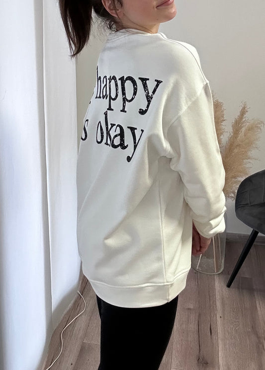 OVERSIZE PULLOVER „BE HAPPY I‘TS OKAY“ CREAMY