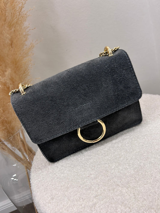 WILDLEDERTASCHE DARK GREY